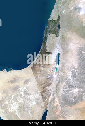 Israel, Middle East, Asia, True Colour Satellite Image With Mask. Satellite view of Israel (with mask). This image was compiled Stock Photo