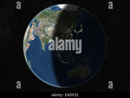 Globe Centred On Asia And Oceania, True Colour Satellite Image. True colour satellite image of the Earth centred on Asia and Oce Stock Photo