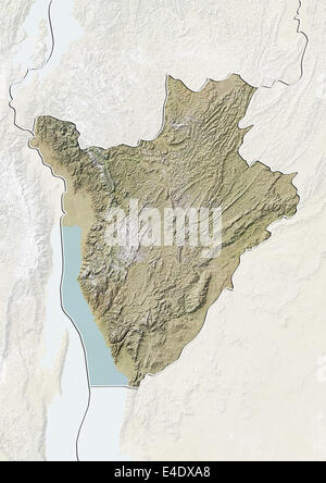 Burundi, Relief Map With Border and Mask Stock Photo