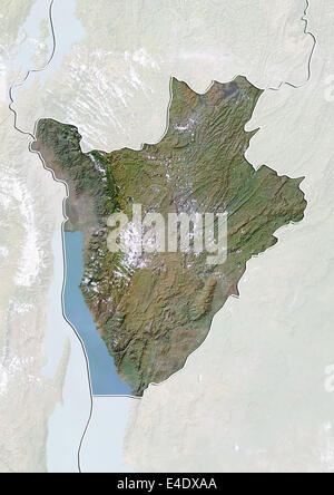 Burundi, Satellite Image With Bump Effect, With Border and Mask Stock Photo