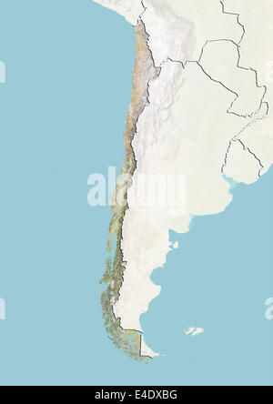 Chile, Relief Map With Border and Mask Stock Photo