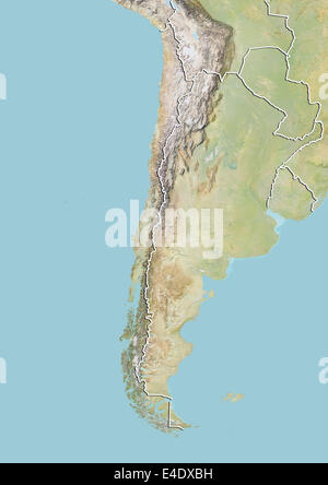 Chile, Relief Map With Border Stock Photo
