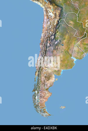Chile, Satellite Image With Bump Effect, With Border Stock Photo