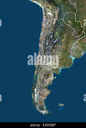 Chile, True Colour Satellite Image With Border Stock Photo