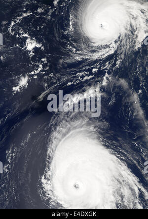 Hurricanes Gordon And Helene, Atlantic Ocean, In 2006, True Colour Satellite Image. Hurricane Gordon on the top, with Hurricane Stock Photo