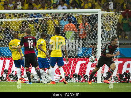 Belo Horizonte, Brazil. 8th July, 2014.  Klose goal celebration in semifinal match between Brazil and Germany, played at Mineirao stadium, 08 July 2014, correspondind to the 2014 World Cup. Photo: Urbanandsport/Nurphoto. Credit:  Urbanandsport/NurPhoto/ZUMA Wire/Alamy Live News Stock Photo