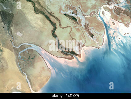 Shatt Al-Arab, Middle East, True Colour Satellite Image. True colour satellite image of Shatt al-Arab Delta, in the Middle East. Stock Photo