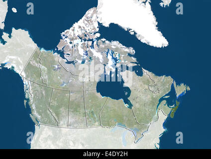 Canada and the Province of Nova Scotia, True Colour Satellite Image Stock Photo