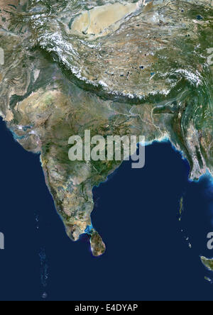 India, True Colour Satellite Image. India, true colour satellite image. This image shows the Indian subcontinent, bordered by Pa Stock Photo