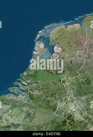 Colour satellite image of Rotterdam, The Hague and Dordrecht ...