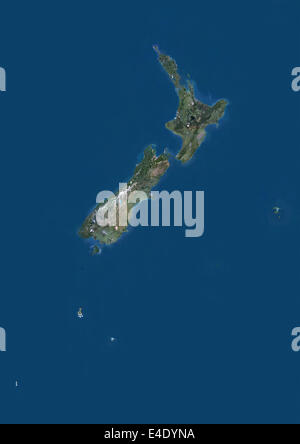 New Zealand, True Colour Satellite Image Stock Photo