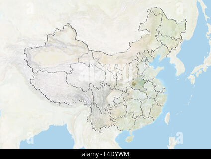 China and the Province of Henan, Relief Map Stock Photo