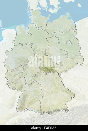 State of Thuringia, Germany, Relief Map Stock Photo - Alamy