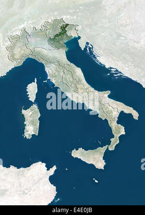 Italy and the Region of Veneto, True Colour Satellite Image Stock Photo