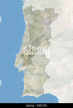 Portugal and the District of Santarem, Satellite Image With Bump Effect Stock Photo