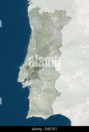 Portugal and the District of Santarem, True Colour Satellite Image Stock Photo