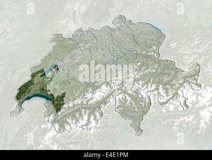 Switzerland and the Canton of Vaud, True Colour Satellite Image Stock Photo