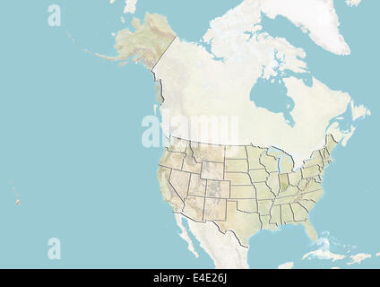 United States and the State of Indiana, Relief Map Stock Photo