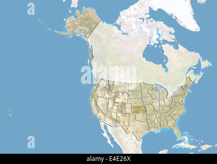 United States and the State of Kansas, Satellite Image With Bump Effect Stock Photo