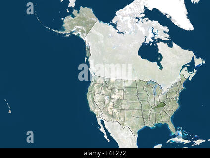 United States and the State of Kentucky, True Colour Satellite Image Stock Photo