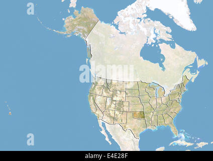 United States and the State of Oklahoma, Satellite Image With Bump Effect Stock Photo