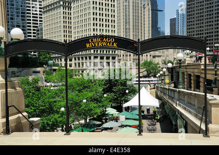 Entrance area to Chicago's Riverwalk. Stock Photo