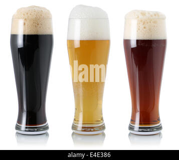 Beer set in glass with foam, isolated on a white background Stock Photo