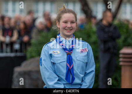 Portrait of Icelandic Girl Scout,  June 17th-Iceland's Independence Day, Reykjavik Stock Photo
