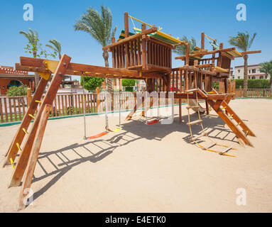 Childrens climbing frame jungle gym outside in tropical park area Stock Photo