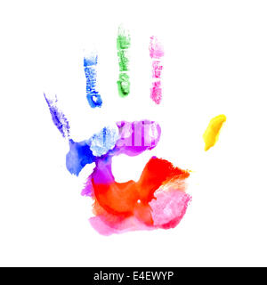 Hand painted in colors of the rainbow on white background Stock Photo