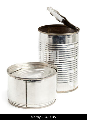 Empty aluminum cans collected for recycling over white background Stock Photo