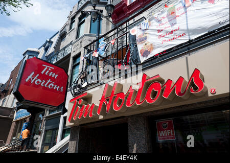 Montreal,Canada. Tim Horton's coffee shop in downtown Montreal