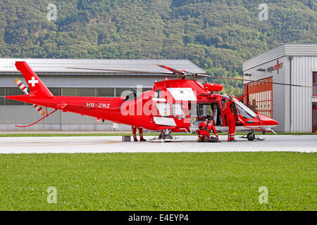 An AgustaWestland AW109 helicopter of the Swiss Air Rescue (REGA), Locarno, Switzerland. Stock Photo