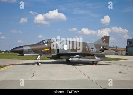 German Air Force F-4F Phantom II in Norm80 retro camouflage after its last flight in July 2013, Neuburg, Germany. Stock Photo