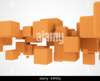 Orange 3d cubes abstract illustration Stock Photo