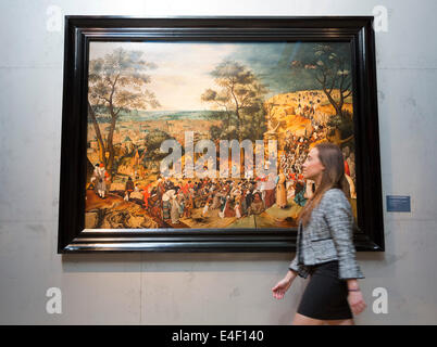 Christie's Old Master & British Paintings Evening Sale in London, Road to Calvary by Pieter Brueghel the Younger Stock Photo