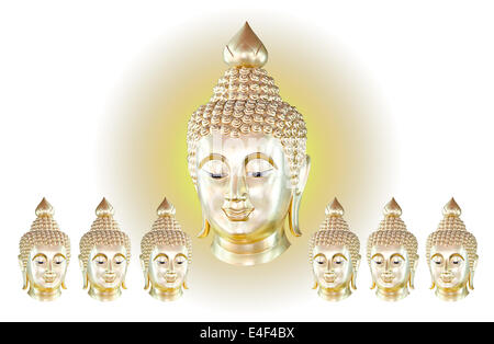 The golden face of Thailand Buddha statue Stock Photo