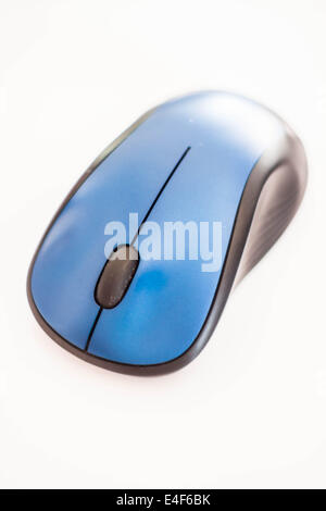 Blue wireless mouse isolated on white background Stock Photo