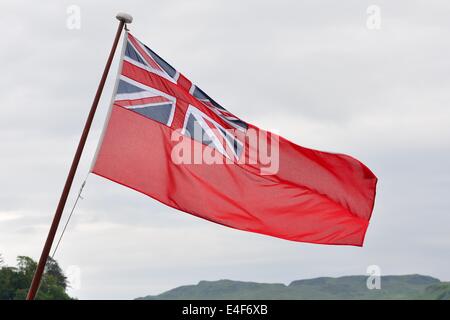 The Red Ensign, used by British civilian vessels. Stock Photo