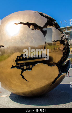 The 'Sphere within Sphere' bronze sculpture standing in the Cortile del Belvedere in the Vatican Museum Stock Photo