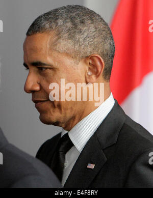 US President, barack obama at G7 SUMMIT IN BRUSSELS BELGIUM 2014 Stock Photo