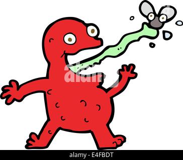 cartoon frog catching fly Stock Vector