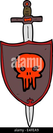 cartoon heraldic shield with skull Stock Vector Image & Art - Alamy