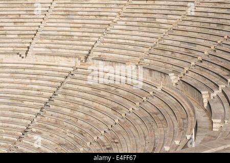 Benches of Odeon Herodes Atticus in Athens, Greece. Stock Photo