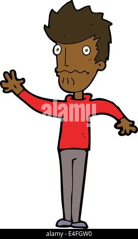 cartoon worried man reaching out Stock Vector