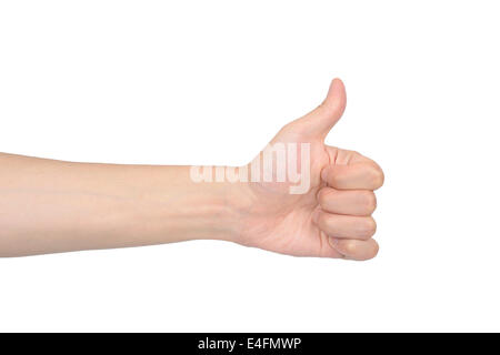 hand of thumb sign, isolated on white Stock Photo