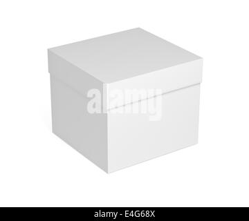 Closed white cardboard box - isolated on white background Stock Photo