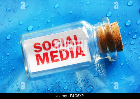 Social media message in a bottle Stock Photo