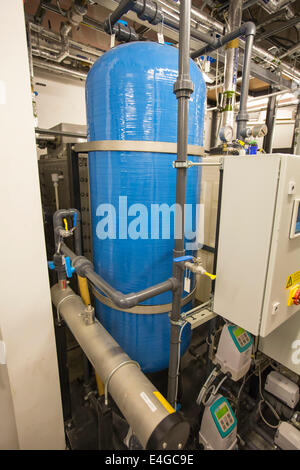 The grey water recycling system at the Crystal building which is the first building in the world to be awarded an outstanding BREEAM (BRE Environmental Assessment Method) rating and a LEED (Leadership in Energy and Environmental Design) platinum rating. London, UK. Stock Photo