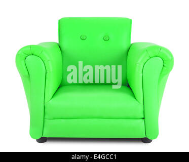 Classic Green leather armchair isolated on white background Stock Photo